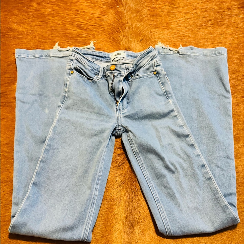 PAIGE Sky Blue Boot Cut Jeans for Women
